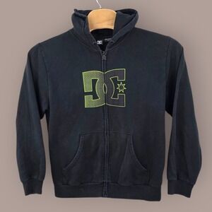 Vintage DC Full Zip Hoodie Black Men's Large Sweatshirt Skater Streetwear‎ Y2K